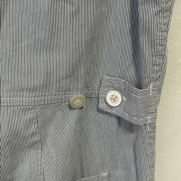 EVERLANE The Cotton Weave Romper 100% Cotton Grey White Stripe Button Front 10 - Picture 9 of 11